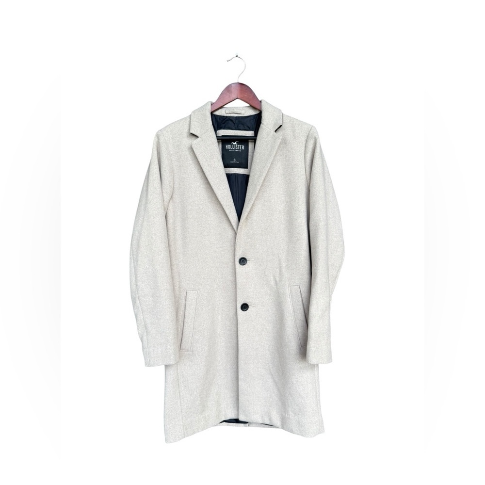 Hollister Beige Wool Blend Coat Small Winter Formal Outerwear Wool Blend